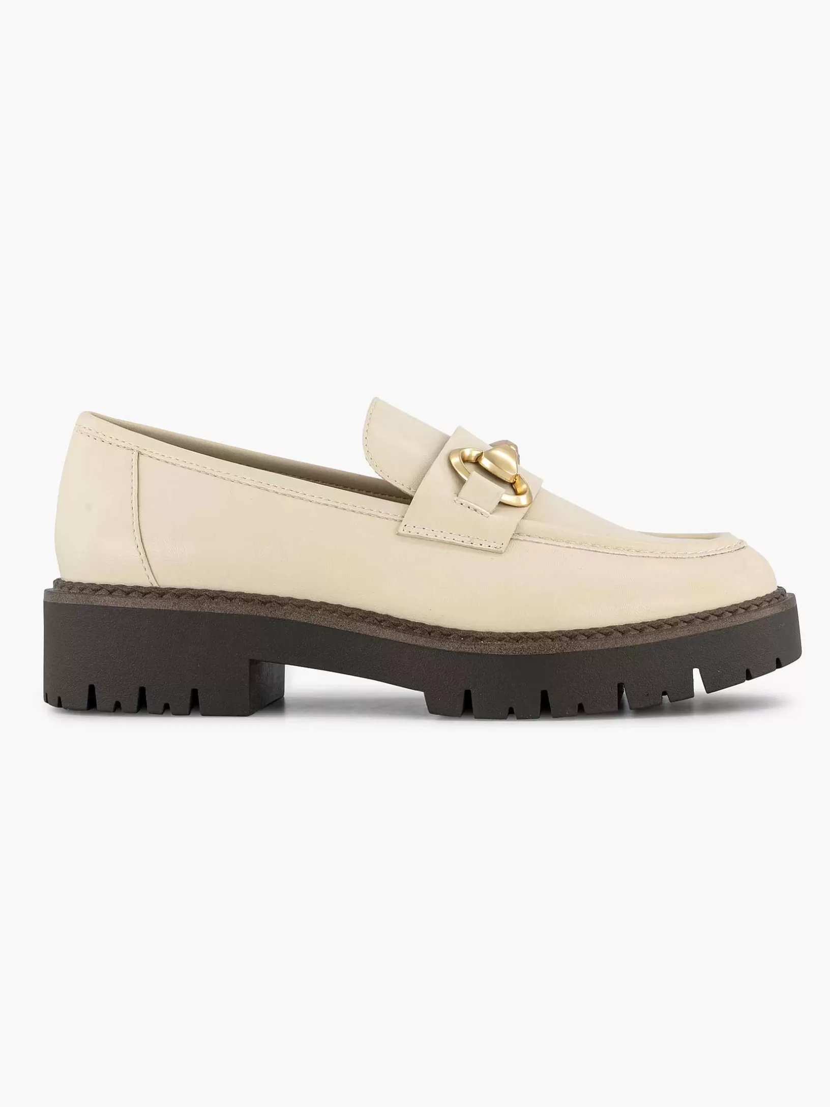 Slipper | Oxmox Beigefarbene, Klobige Loafer-Deko-Halskette