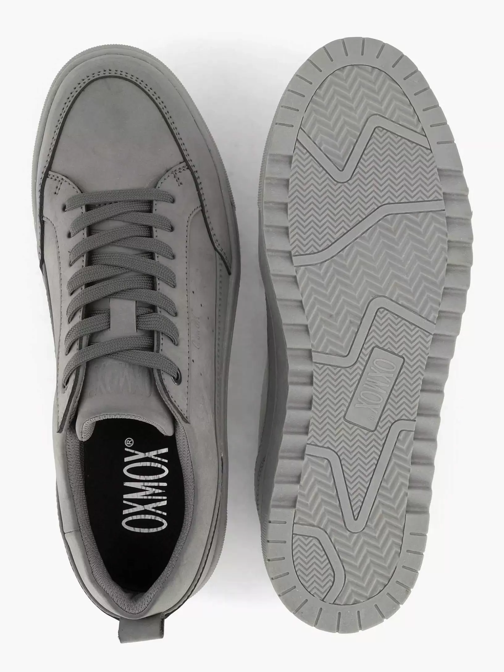 Turnschuhe | Oxmox Grauer Ledersneaker