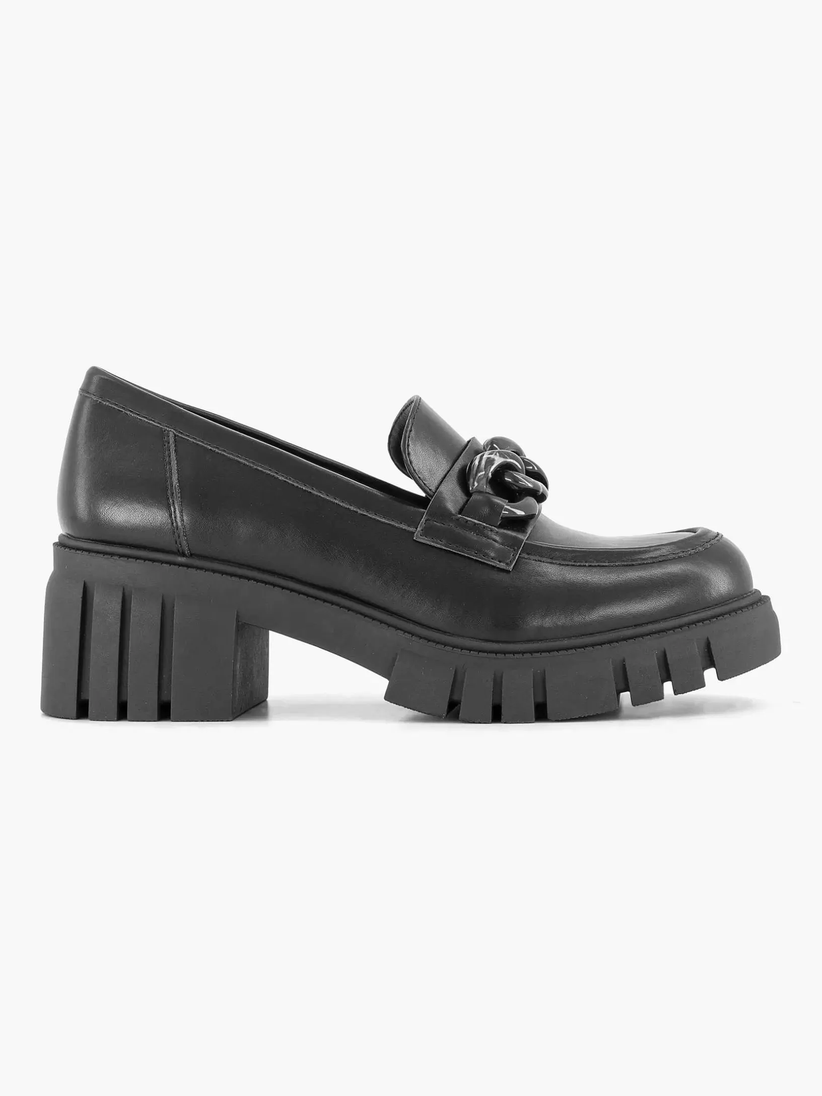 Slipper | Oxmox Schwarze Klobige Loafer-Scharpenkette