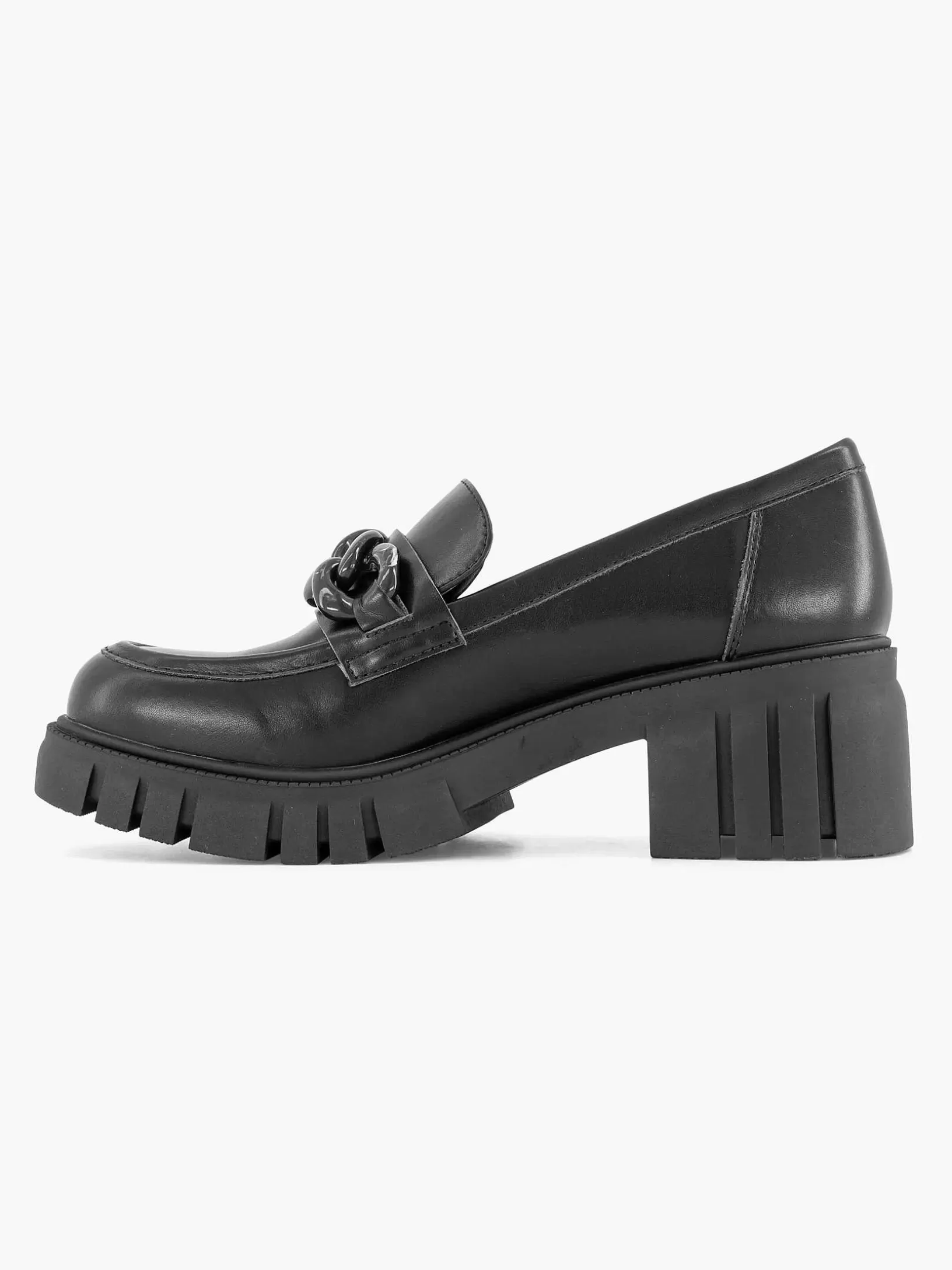 Slipper | Oxmox Schwarze Klobige Loafer-Scharpenkette