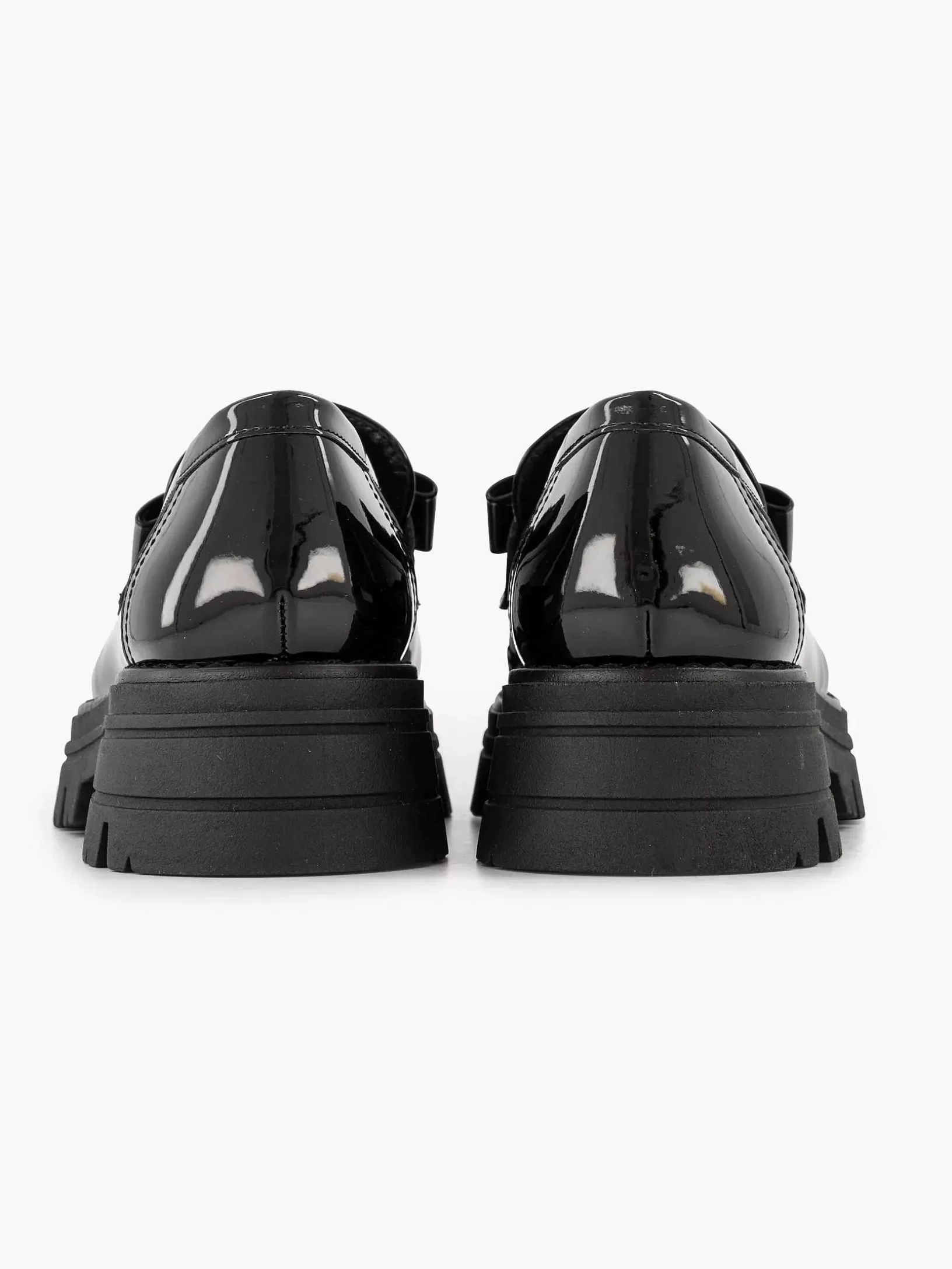 Slipper | Oxmox Schwarzer Klobiger Loafer Aus Lackleder