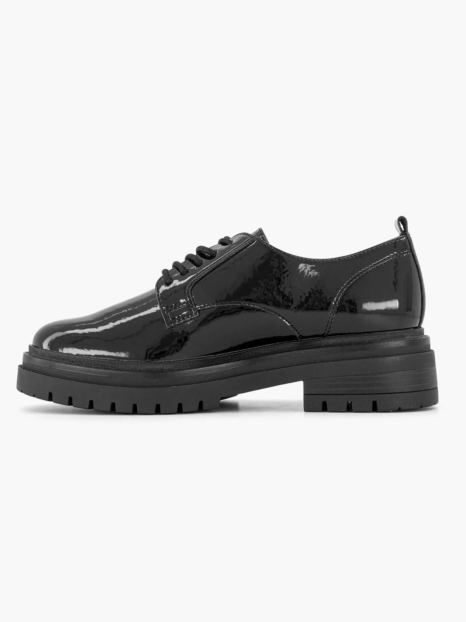Slipper | Oxmox Schwarzer Klobiger Schnurschuh Aus Lack