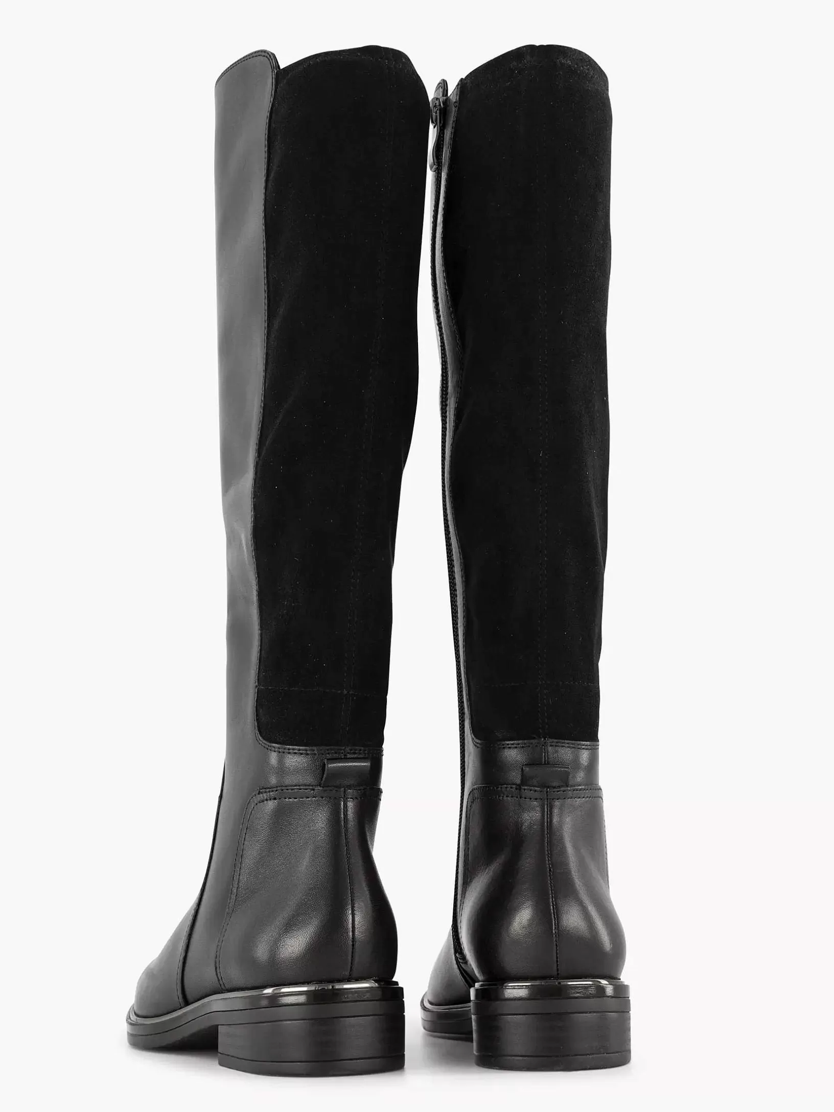 Komfortschuhe | Medicus Schwarzer Langer Komfortstiefel Aus Leder Mit Gummizug