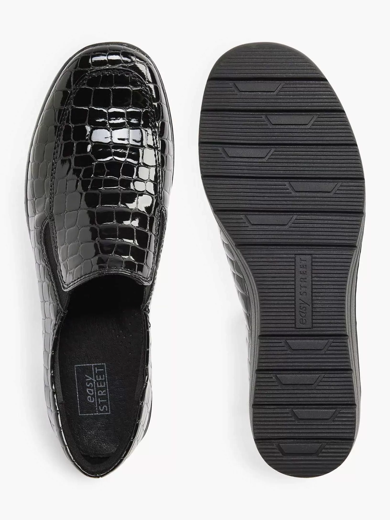 Komfortschuhe | Easy Street Schwarzer Slip-On-Lack