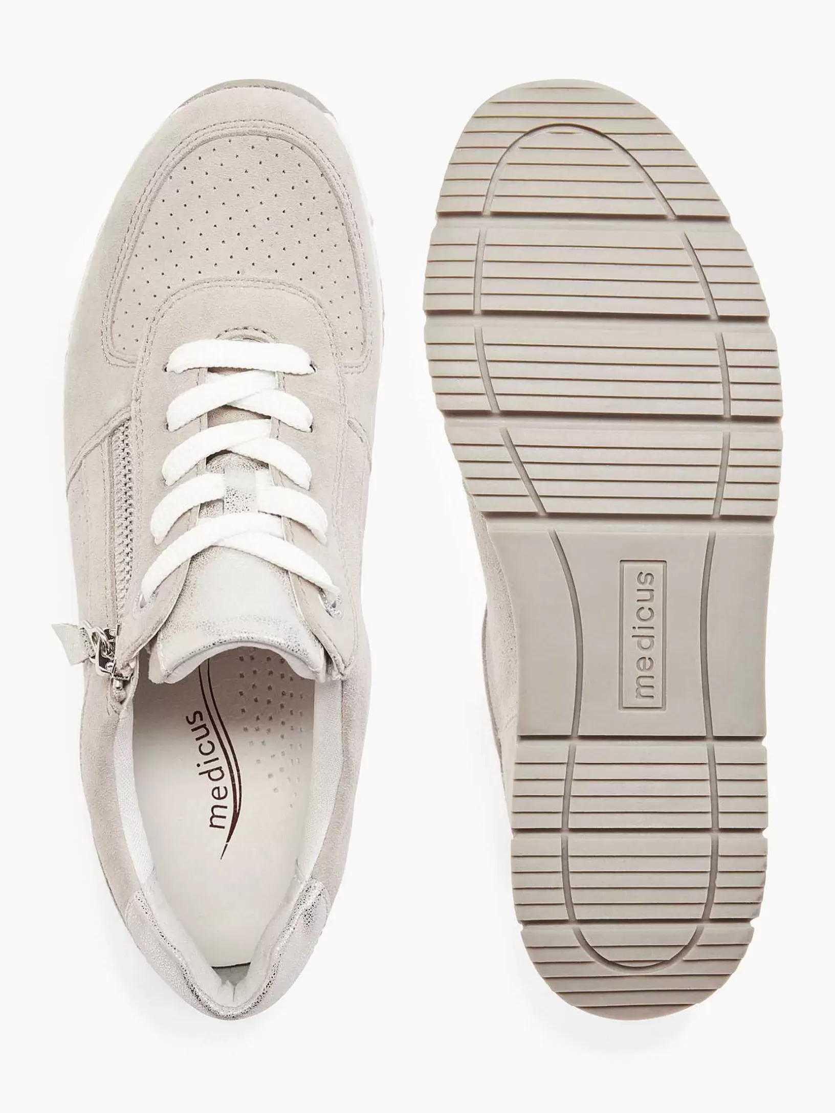 Komfortschuhe | Medicus Taupefarbener Ledersneaker